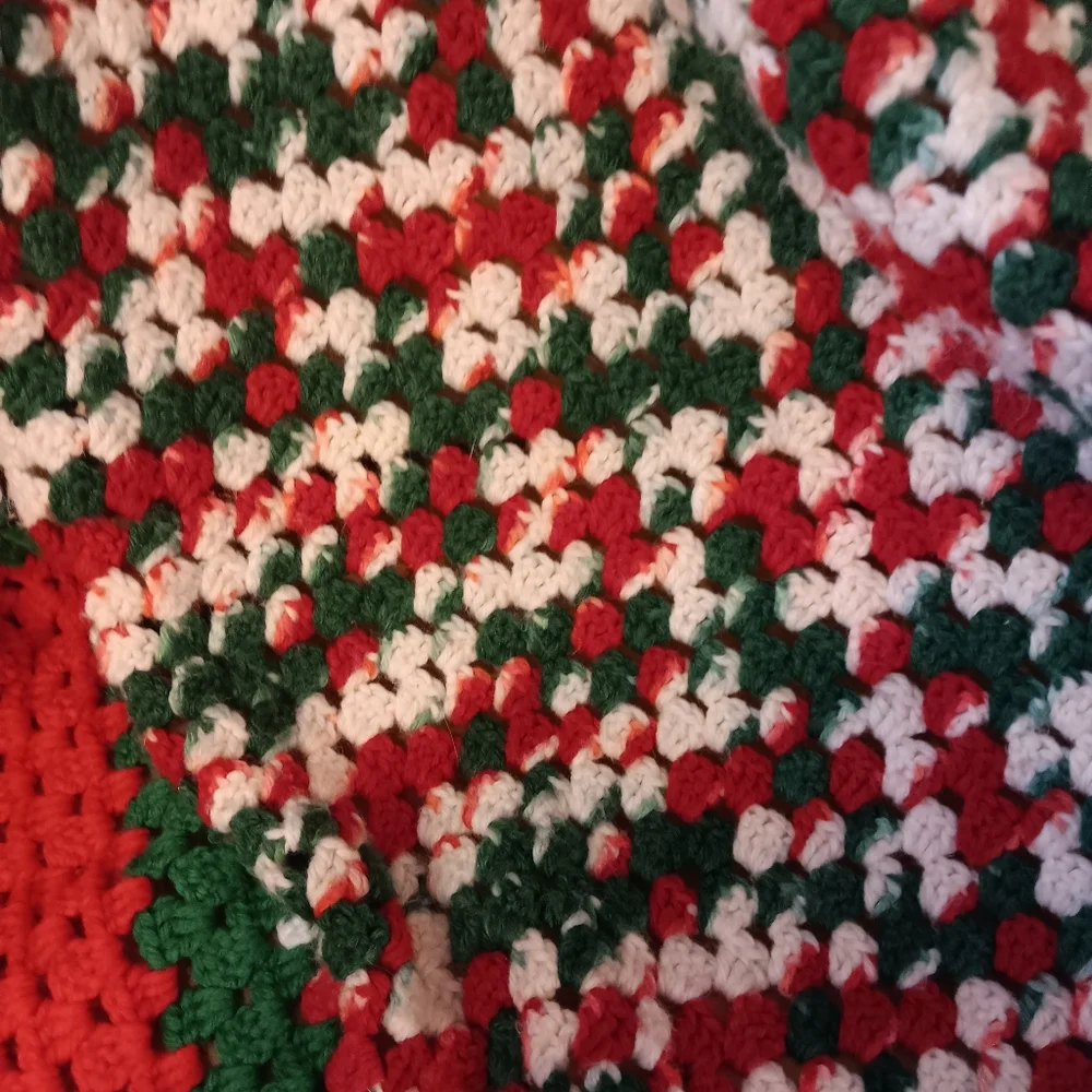 Handmade Christmas Crochet/Knit Small Afghan.  52